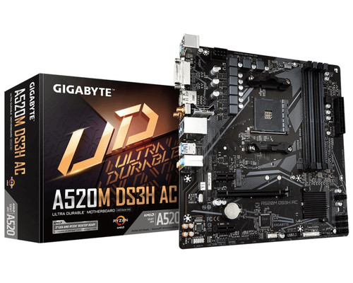 PLACA BASE GIGABYTE A520M DS3H AC 1.4 AM4 MATX 4X DDR40765441766433-SX21 PLACA BASE GIGABYTE A520M DS3H AC 1.4 AM4 MATX 4X DDR40765441766433